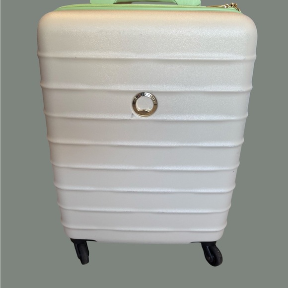 Beige and Mint Green Delsey Suitcase expandable 24 inch - Picture 1 of 4